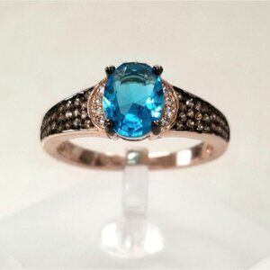 Blue Champagne Pave Ring